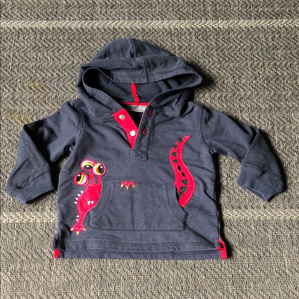 Navy Hooded Kids Sweatshirt with Red Monster Appliqués